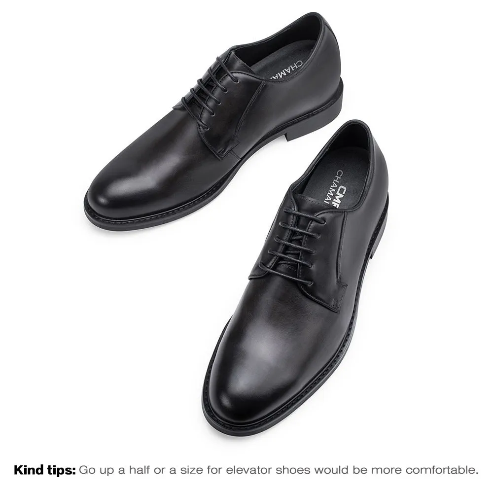 6CM / 2.36 Inches Taller - CMR CHAMARIPA Men's Shoes That Make You Taller - Height Increasing Shoes - Black Cow Leather Derby Shoes