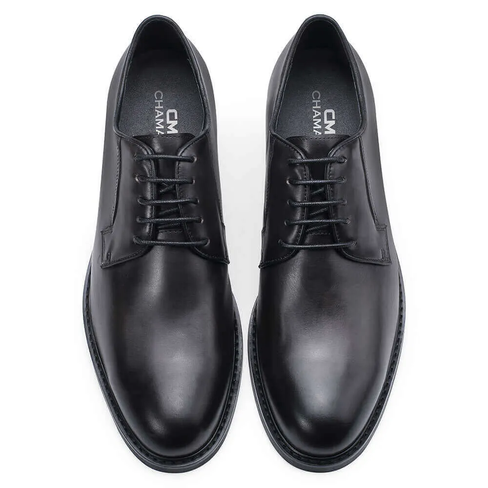 6CM / 2.36 Inches Taller - CMR CHAMARIPA Men's Shoes That Make You Taller - Height Increasing Shoes - Black Cow Leather Derby Shoes