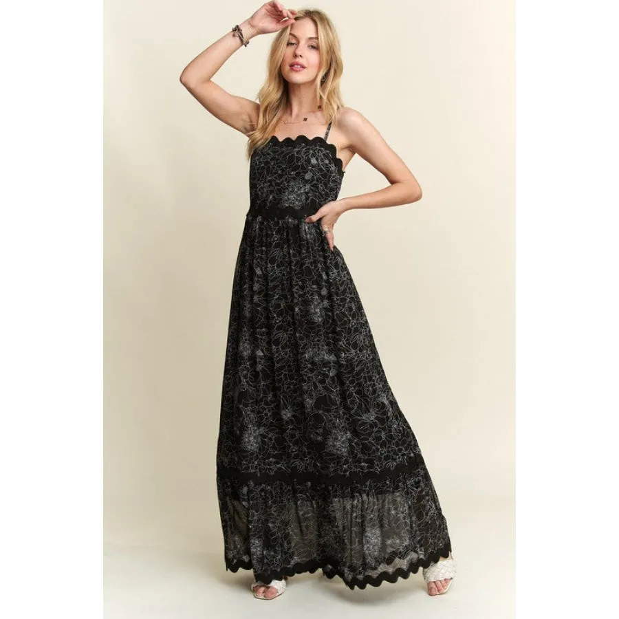 ADORA Floral Adjustable Strap Maxi Cami Dress