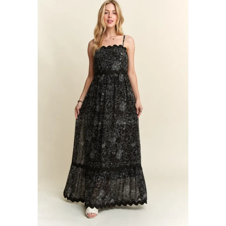 ADORA Floral Adjustable Strap Maxi Cami Dress