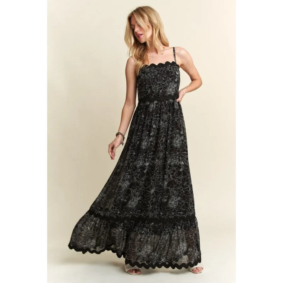 ADORA Floral Adjustable Strap Maxi Cami Dress