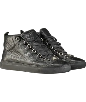 Balenciaga Black Arena Leather High Top Trainers UK 6 EU 39 👠