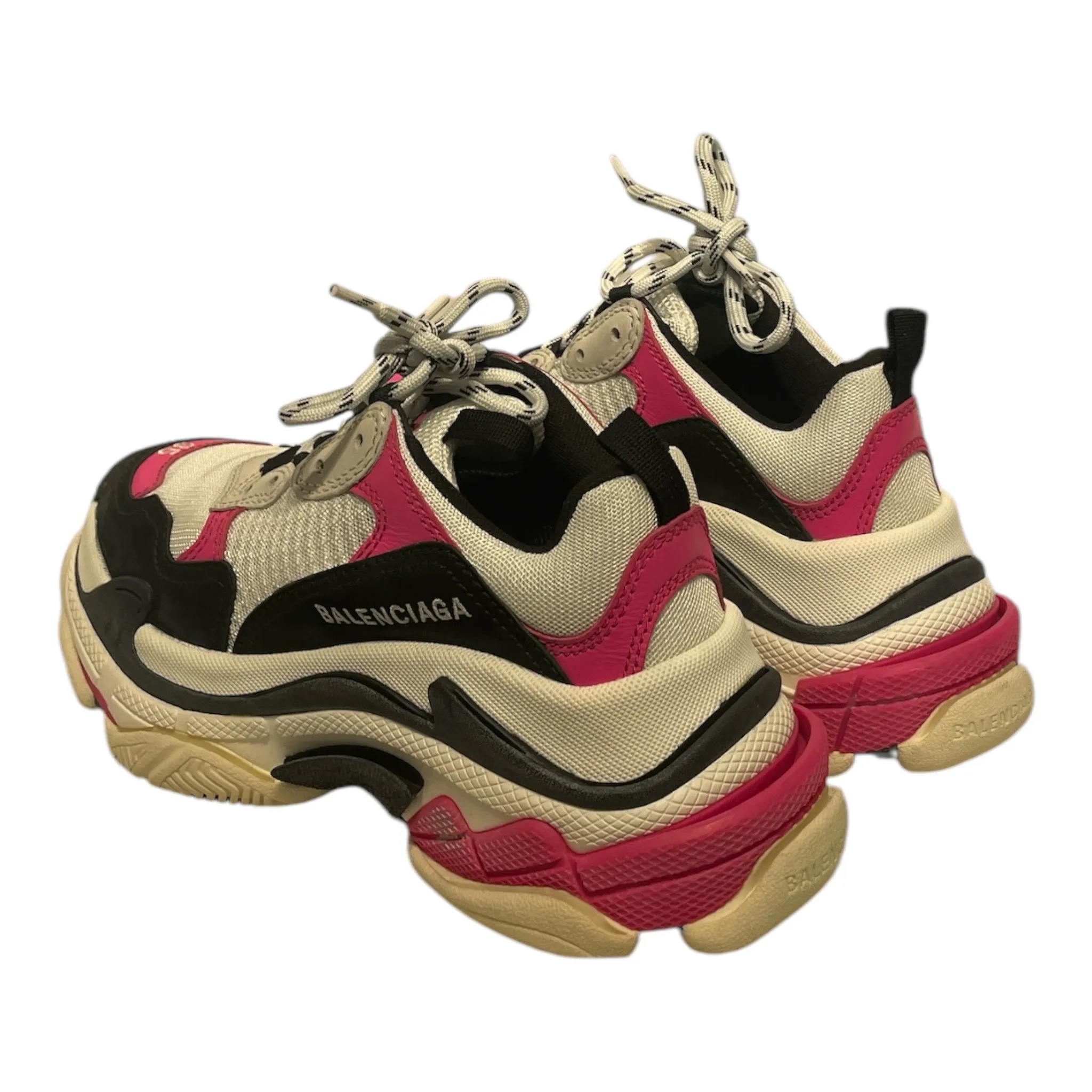 BALENCIAGA/Low-Sneakers/EU 35/Cotton/BLK/Triple S Pink/ Black