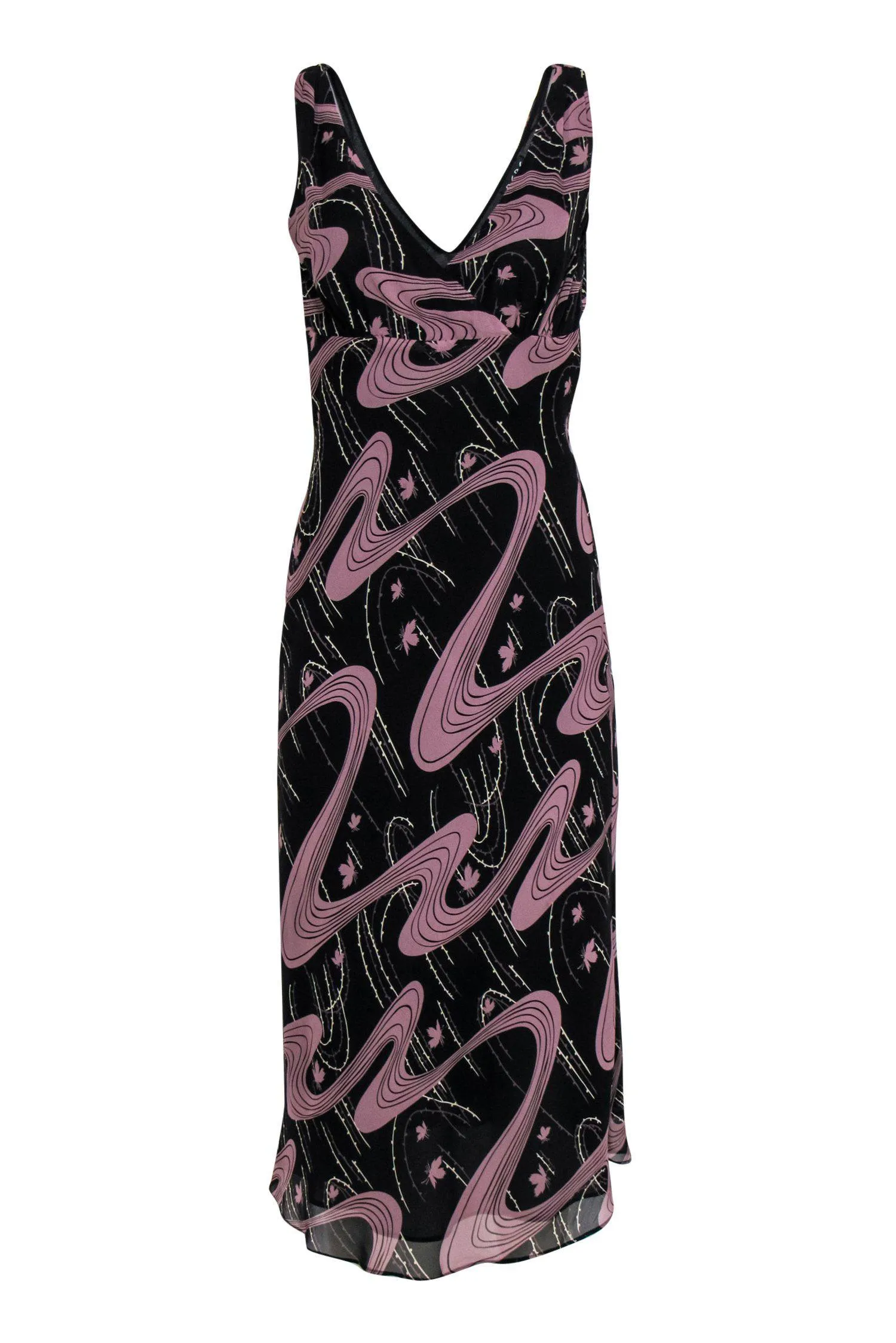 BCBG Paris - Mauve & Black Printed Plunge Maxi Dress Sz 8
