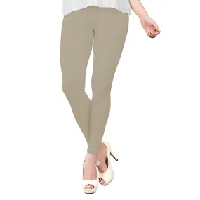 Beige Pure Cotton Ankle Length Leggings
