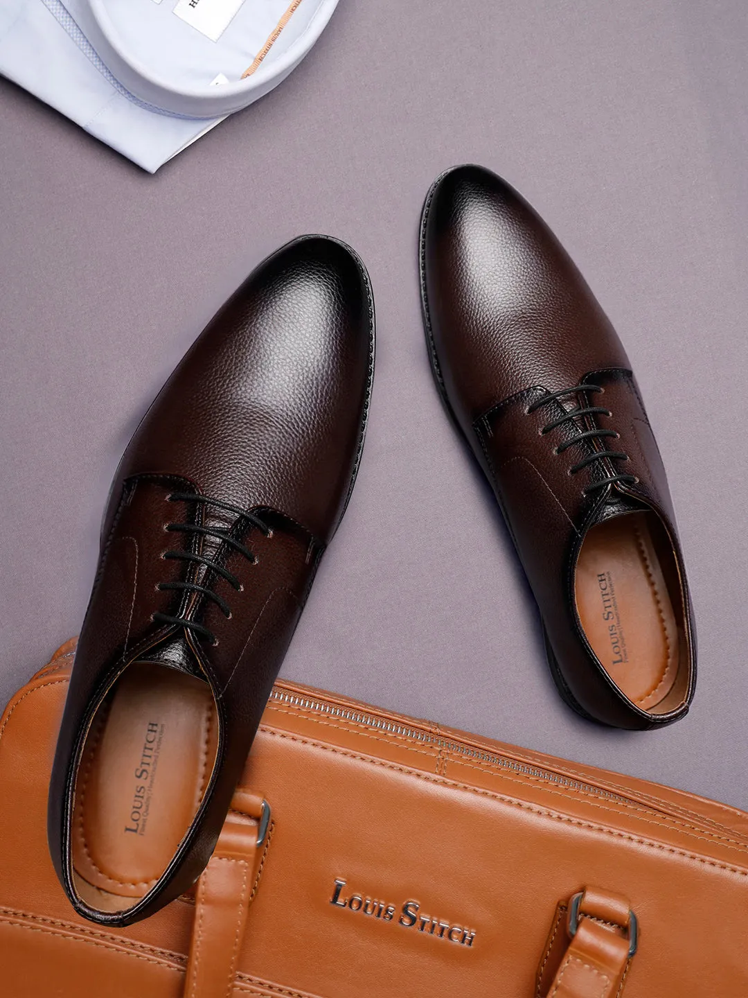 Brunette Brown Derby Lace Up Shoes