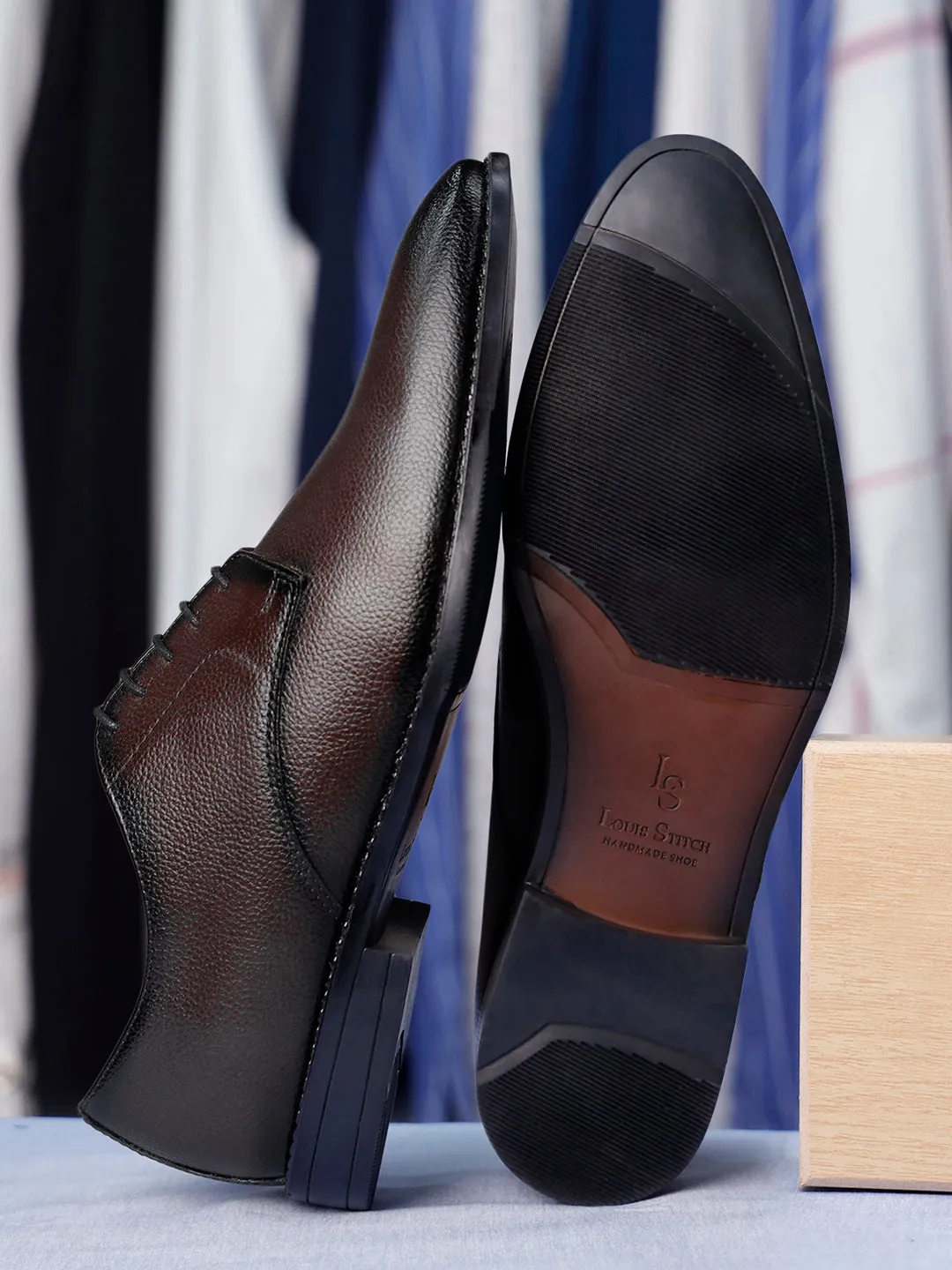 Brunette Brown Derby Lace Up Shoes