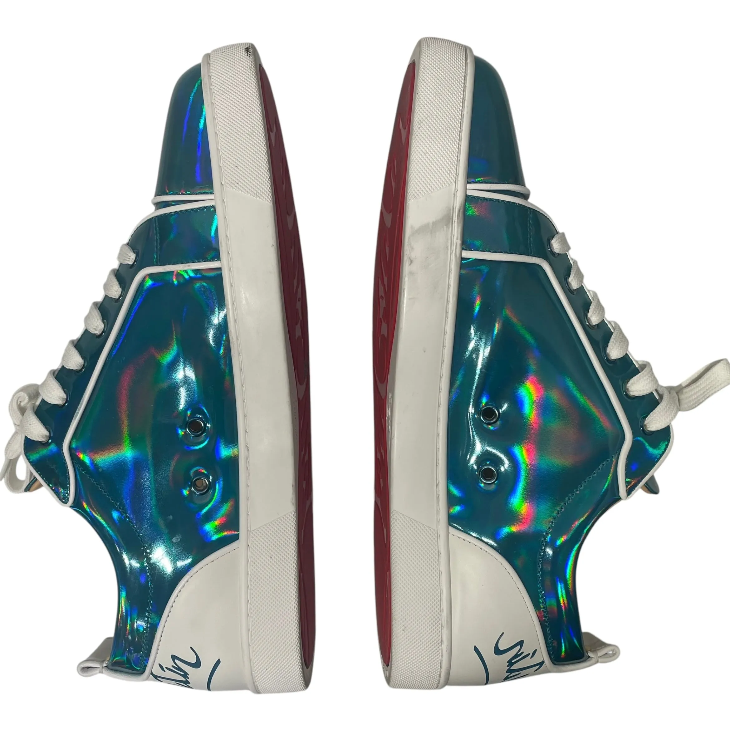 Christian Louboutin/Low-Sneakers/EU 47/Iridescent/Leather/BLU/christian louboutin shoes