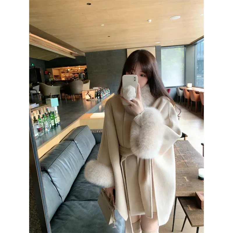 cold weather outfits Joskaa 2024 Autumn/Winter New Year Fox Fur Double-Sided Sheepskin Overcoat Women's Sheep Woolen Leather Jacket