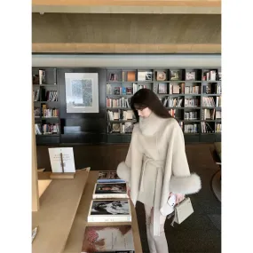 cold weather outfits Joskaa 2024 Autumn/Winter New Year Fox Fur Double-Sided Sheepskin Overcoat Women's Sheep Woolen Leather Jacket