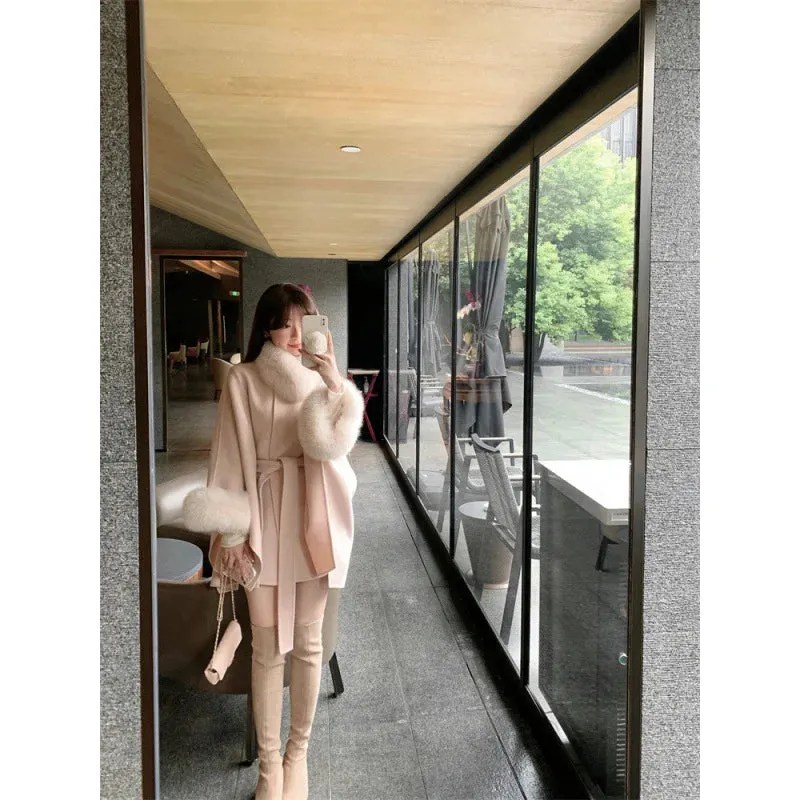 cold weather outfits Joskaa 2024 Autumn/Winter New Year Fox Fur Double-Sided Sheepskin Overcoat Women's Sheep Woolen Leather Jacket