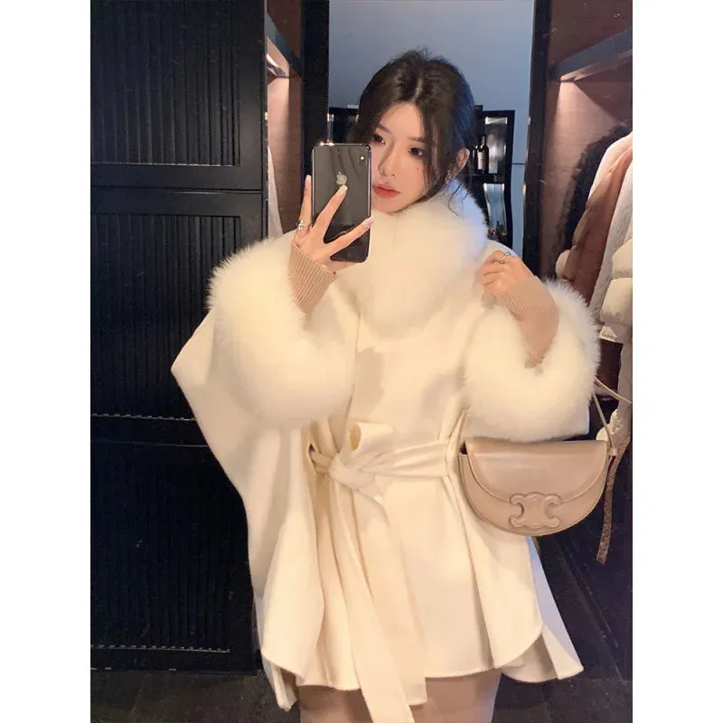 cold weather outfits Joskaa 2024 Autumn/Winter New Year Fox Fur Double-Sided Sheepskin Overcoat Women's Sheep Woolen Leather Jacket