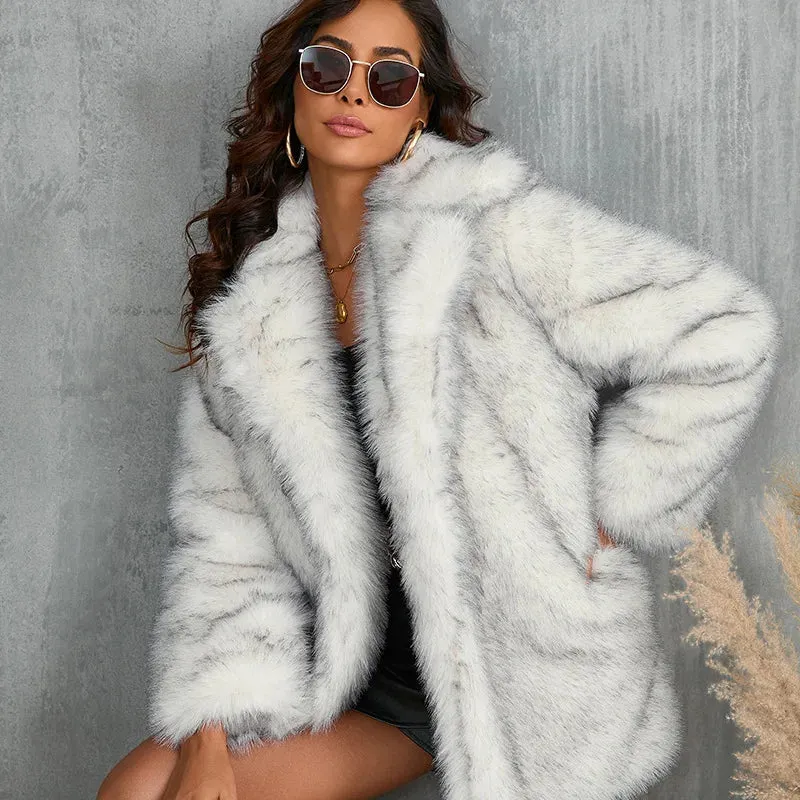 cold weather outfits Joskaa 2024 Autumn/Winter Women's Faux Fur Jacket Overcoat Artificial Hair For Collar Natural Leather Coat From China Mainland