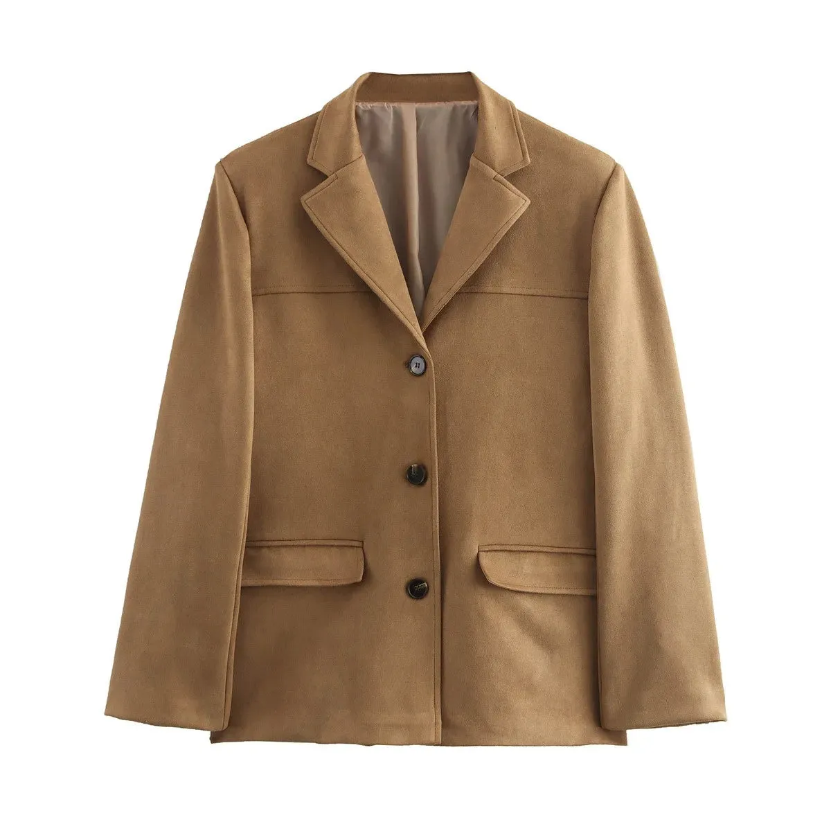 cold weather outfits Joskaa Amazon Best-Selling Chamois Leather Single-Breasted Suit Jacket Trendy European Style Autumn/Winter Collection Western-Style Clo