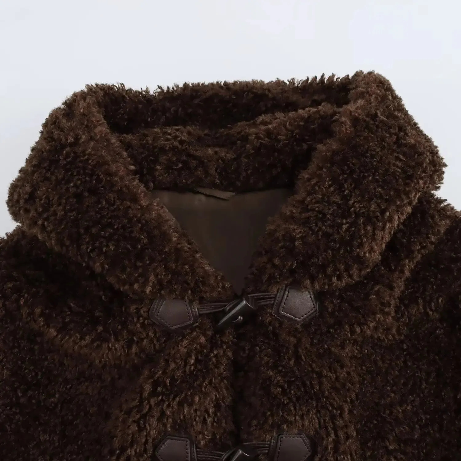 cold weather outfits Joskaa ZA Cross-Border Women's Clothing Wholesale European Style Winter New Horn Button Hooded Vintage Leather Jacket 4391854