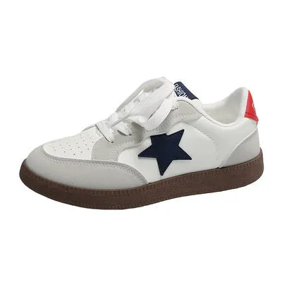 Contrast Star Lace-Up Athletic Sneakers