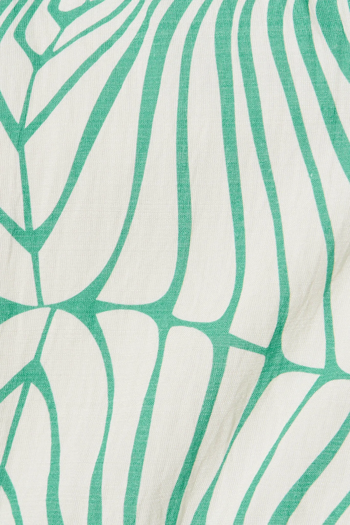 Daylin Midi Dress In Cream With Green Palm Print Cotton Blend