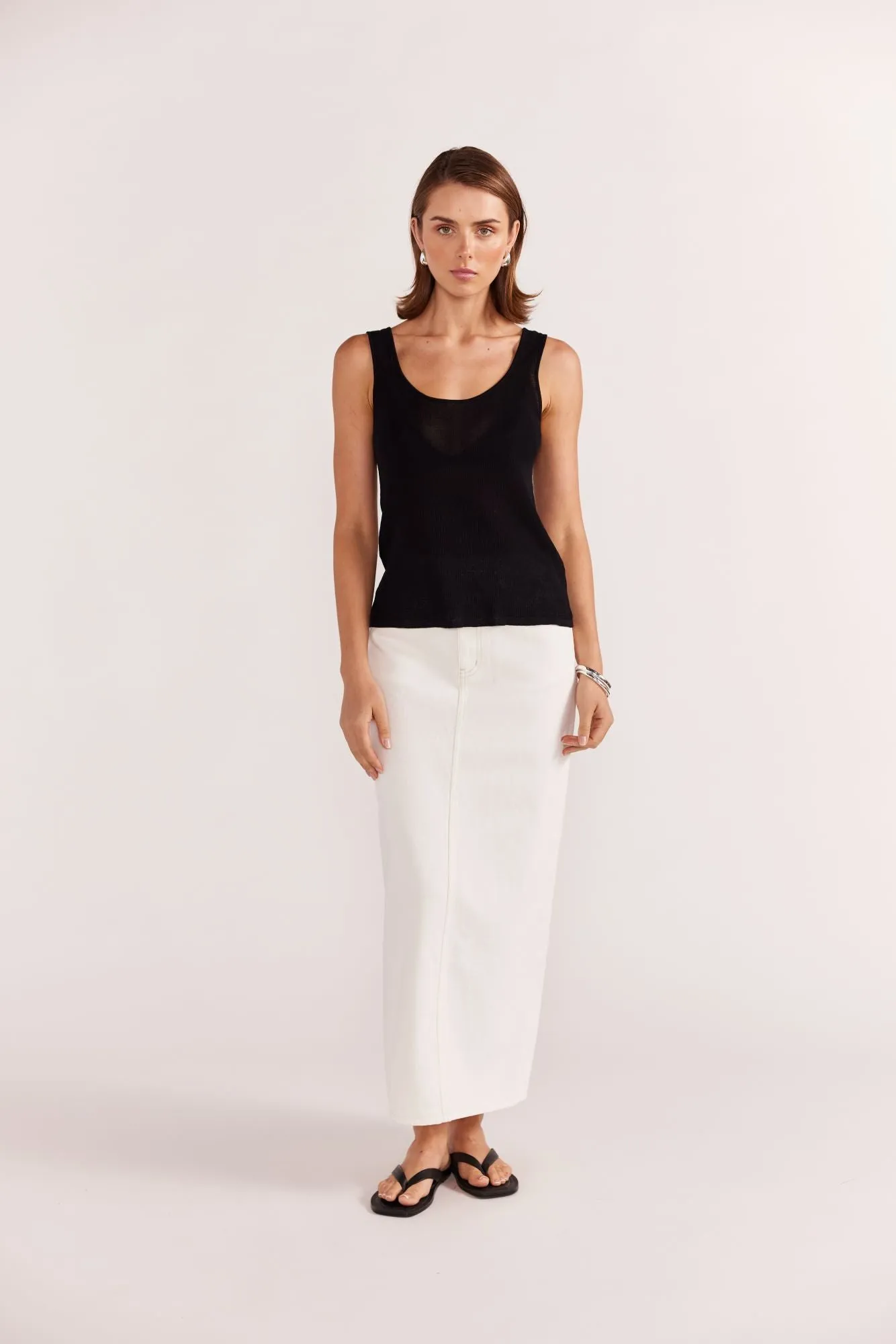 Dusk Sheer Knit Tank | Black