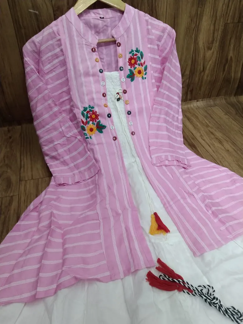 Embroidered Rayon Top with Shrug Set