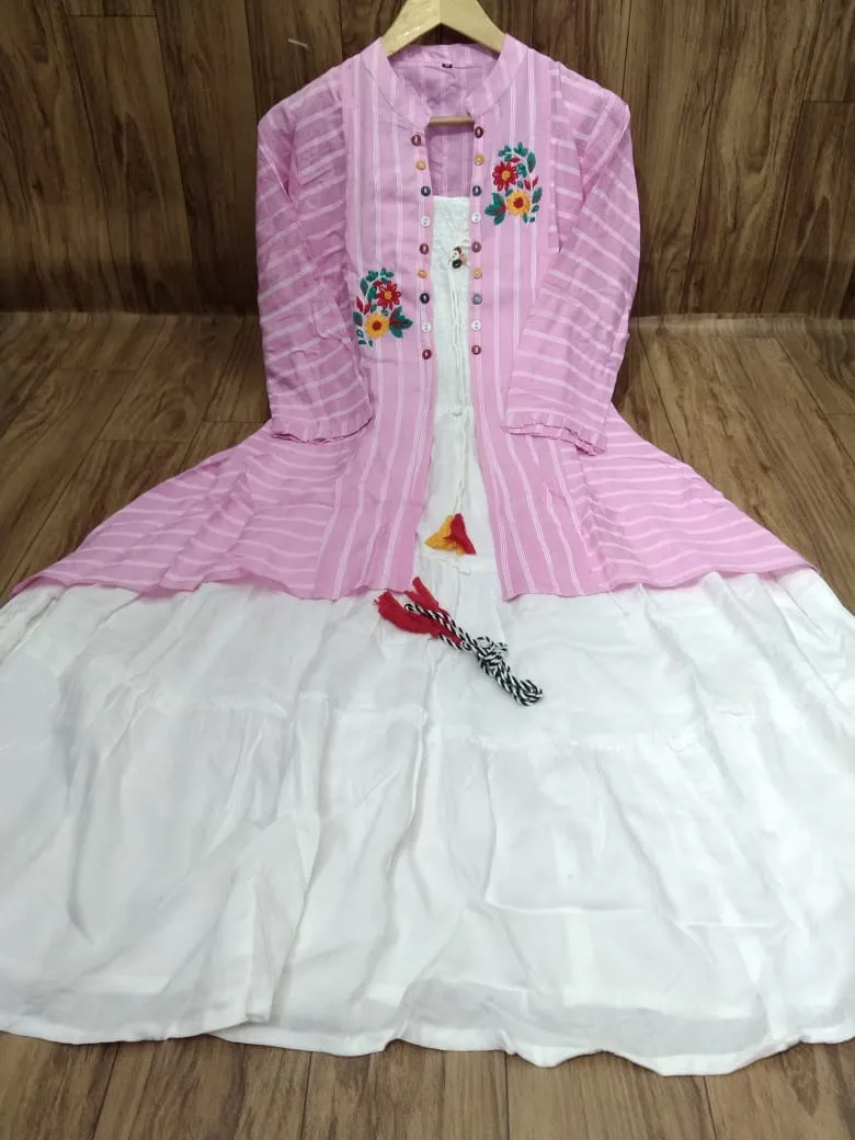 Embroidered Rayon Top with Shrug Set
