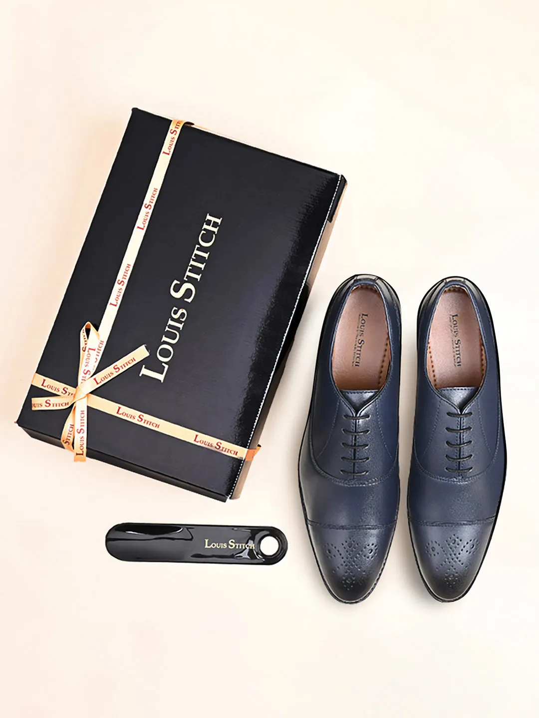 Federal Blue Captoe Style Comfortable Laceups for Men