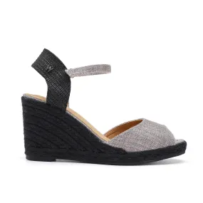 Flora Grey & Black Espadrilles