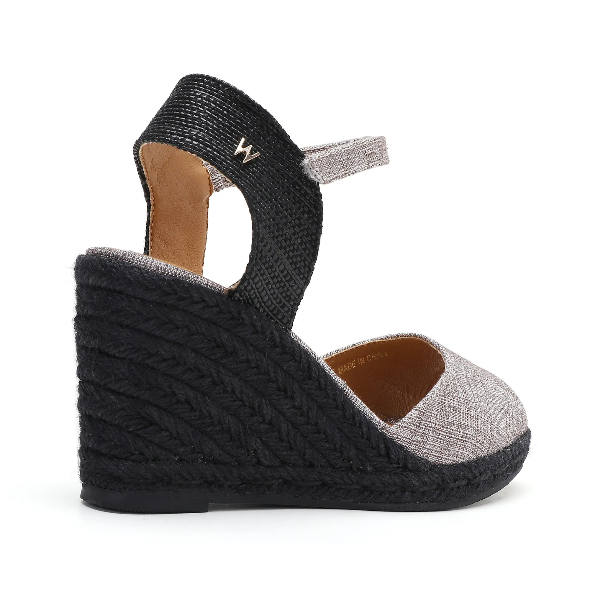 Flora Grey & Black Espadrilles
