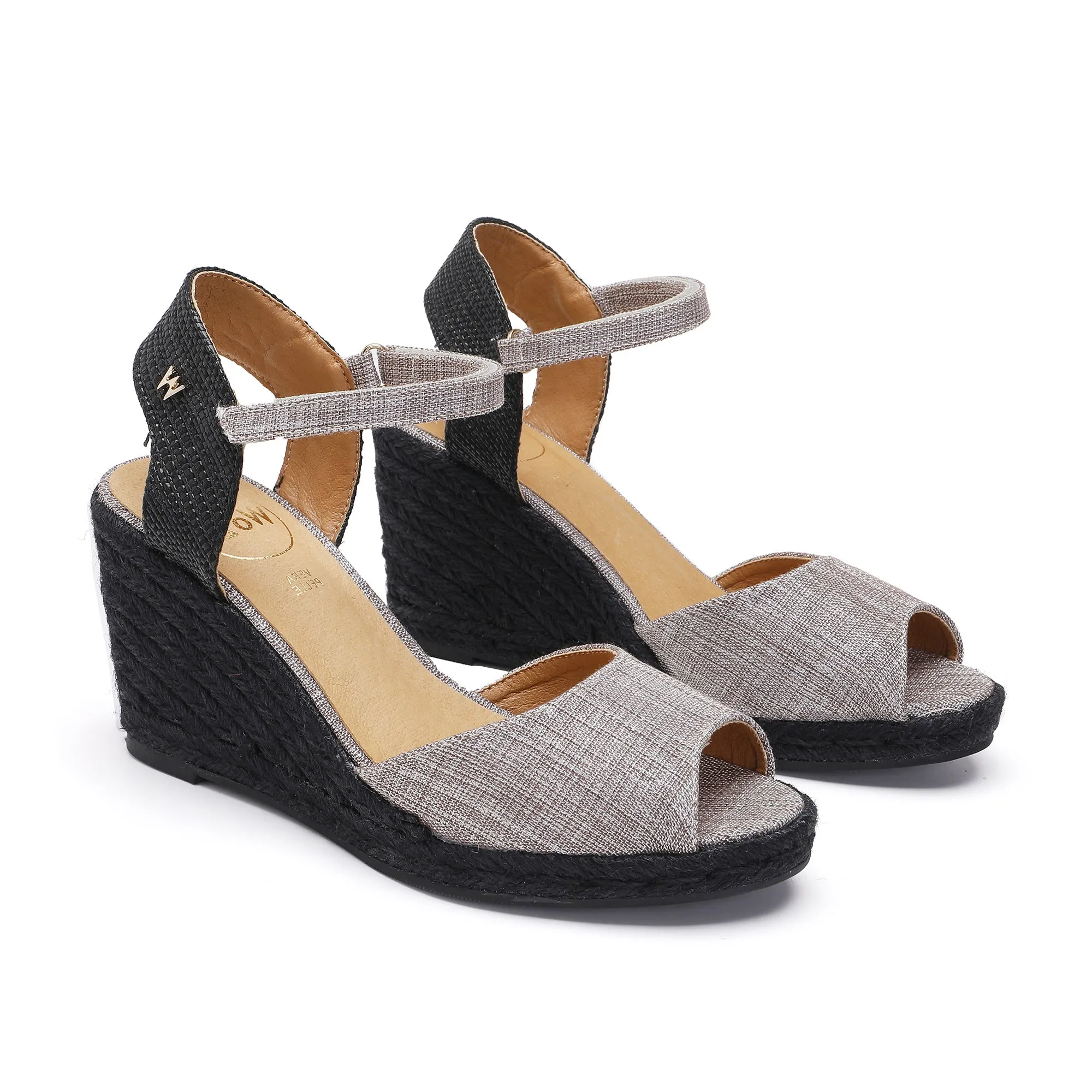Flora Grey & Black Espadrilles