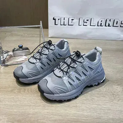 Lace-Up Mesh Platform Athletic Shoes