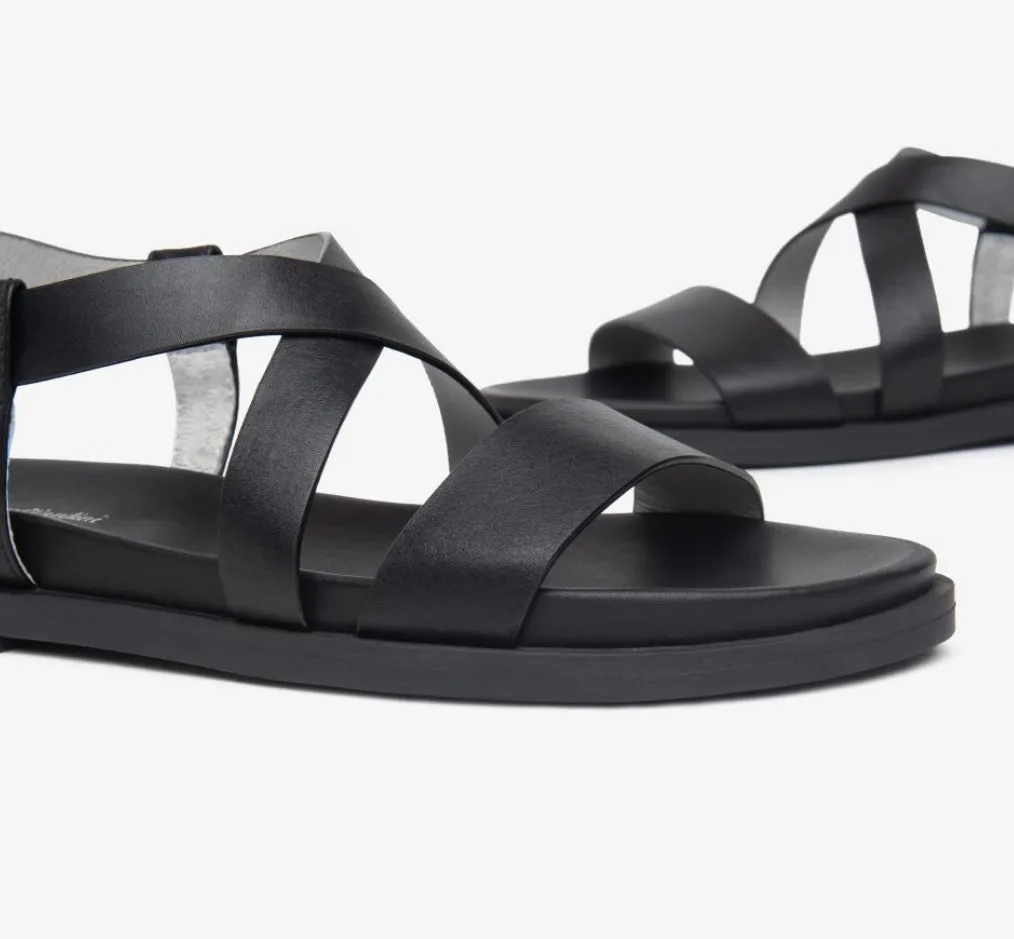 Nerogiardini black leather flat sandals