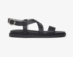 Nerogiardini black leather flat sandals