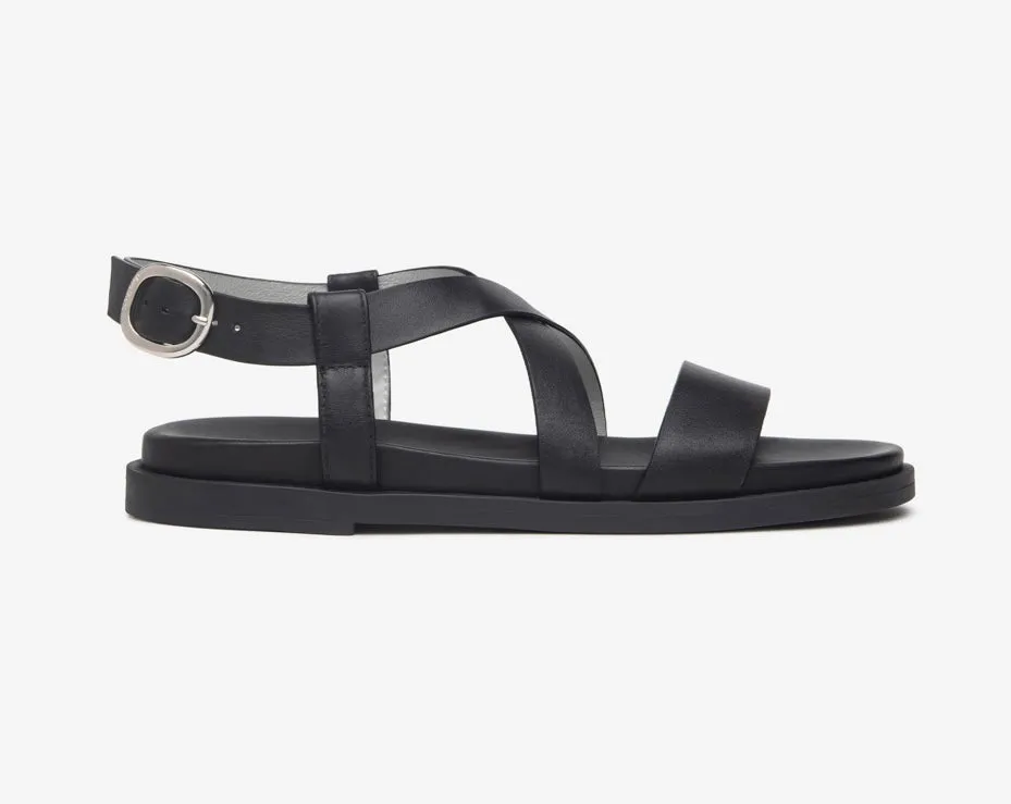 Nerogiardini black leather flat sandals