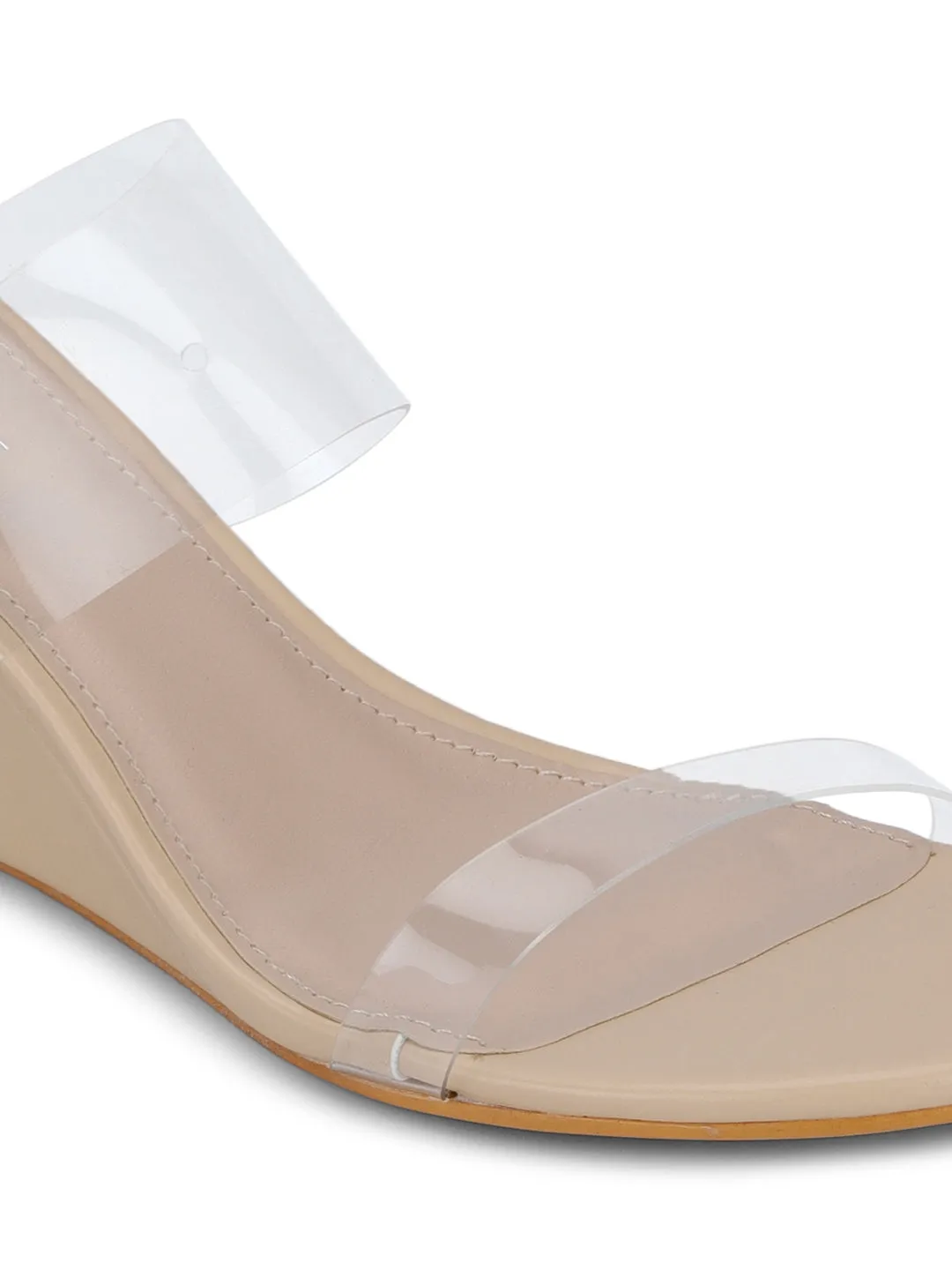 Nude Perspex Slip-on Wedges