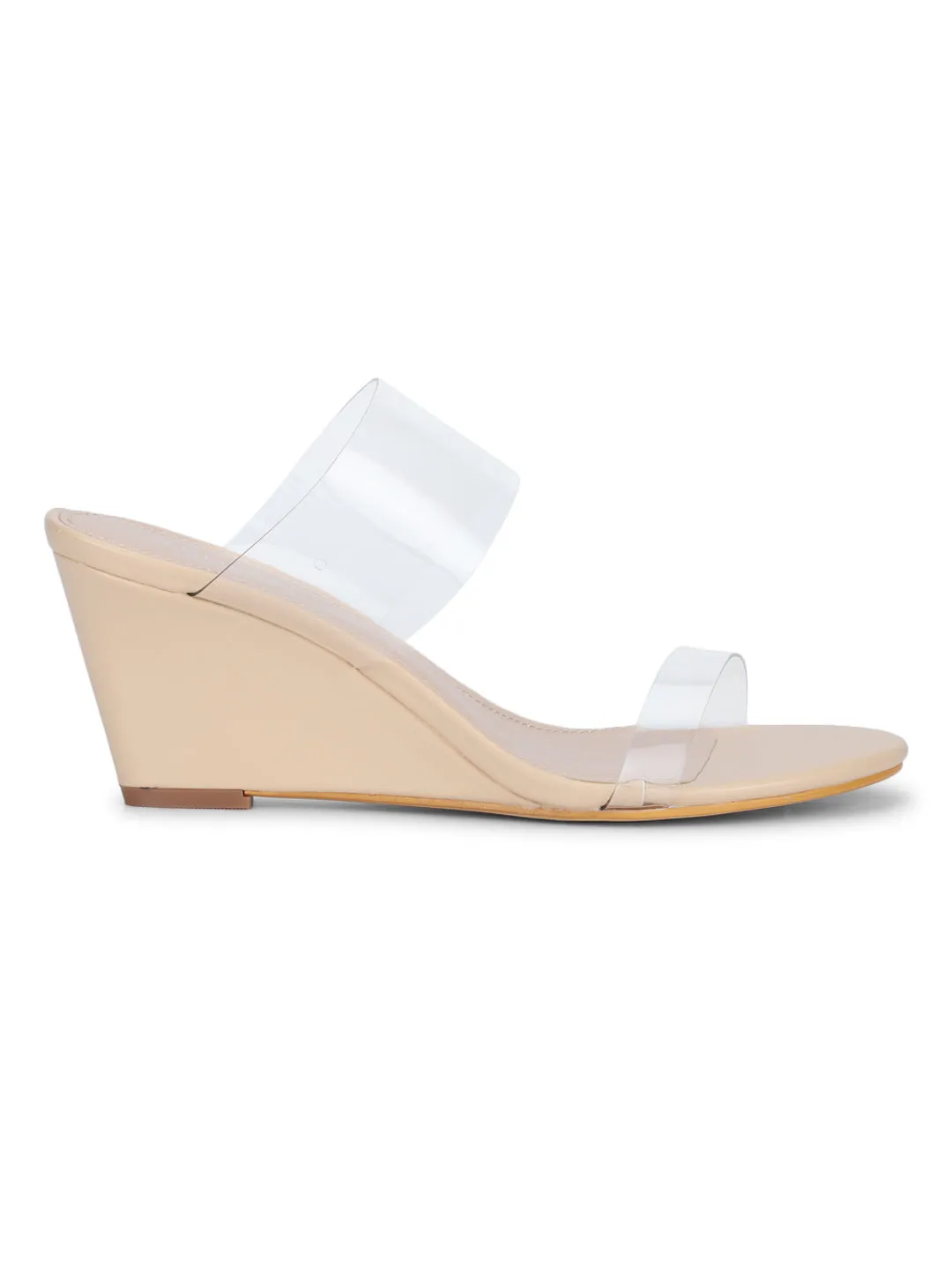 Nude Perspex Slip-on Wedges