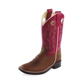Old West Kid's Brown & Red Western Boots