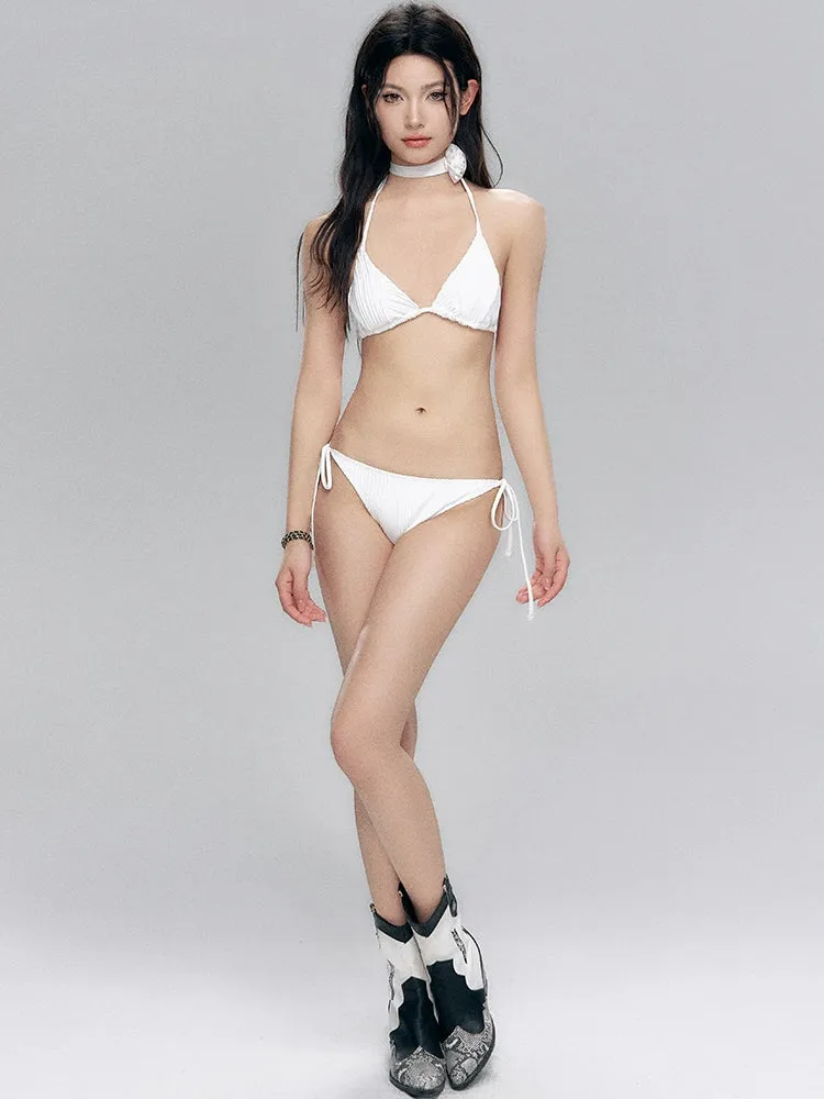 Ruched Bikini with Sarong and Sheer Shirt Cover-Up