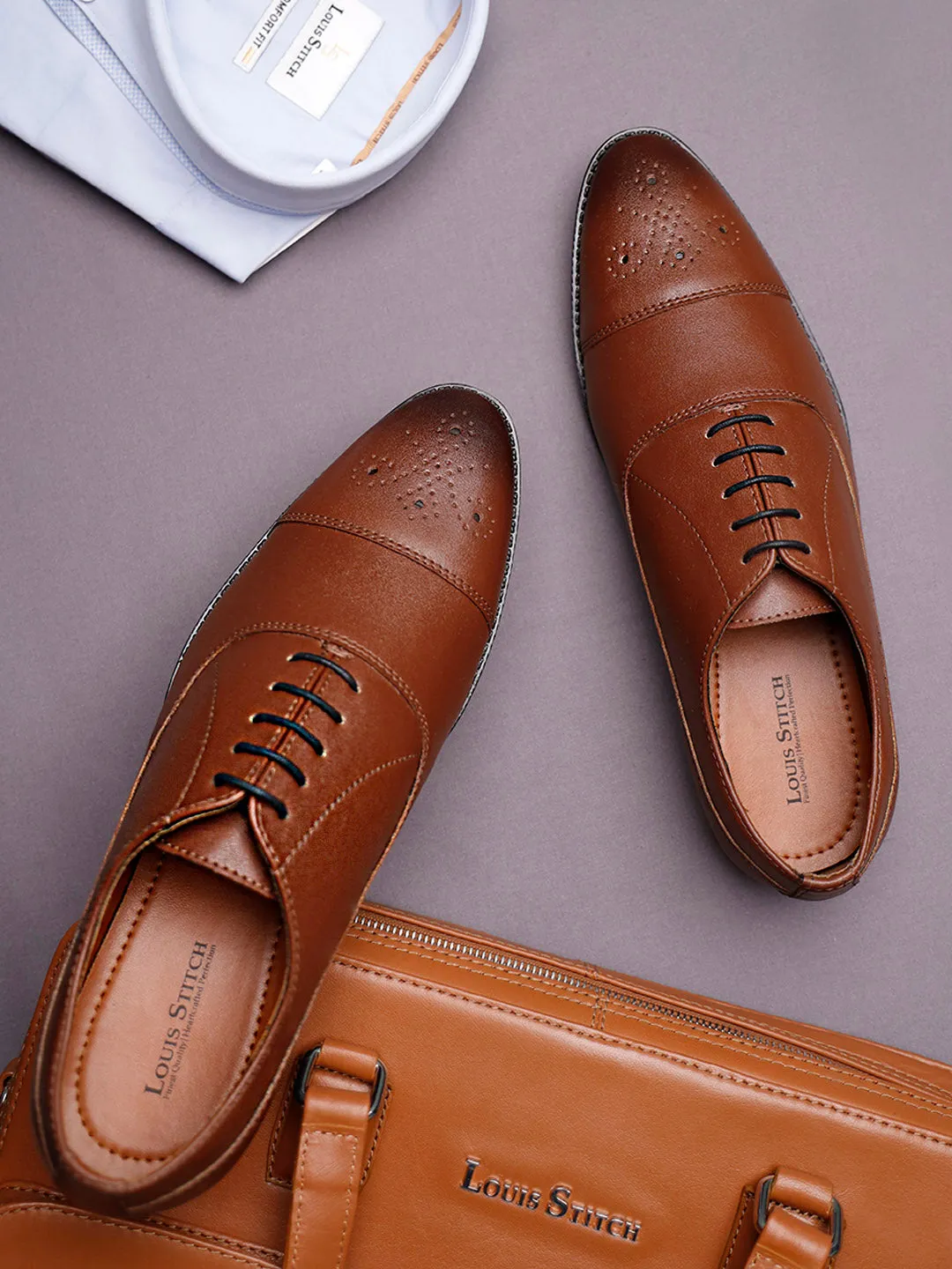 Russet Tan Captoe Style Comfortable Laceups for Men