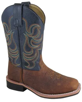 Smoky Mountain Youth Boys Jesse Brown/Navy Leather Cowboy Boots 4 D