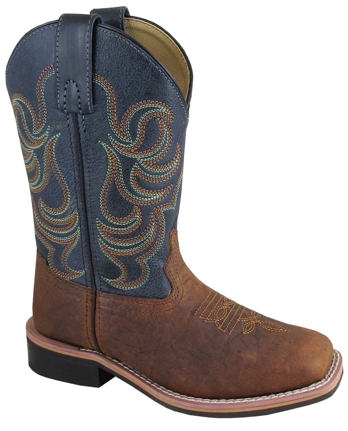 Smoky Mountain Youth Boys Jesse Brown/Navy Leather Cowboy Boots 4 D