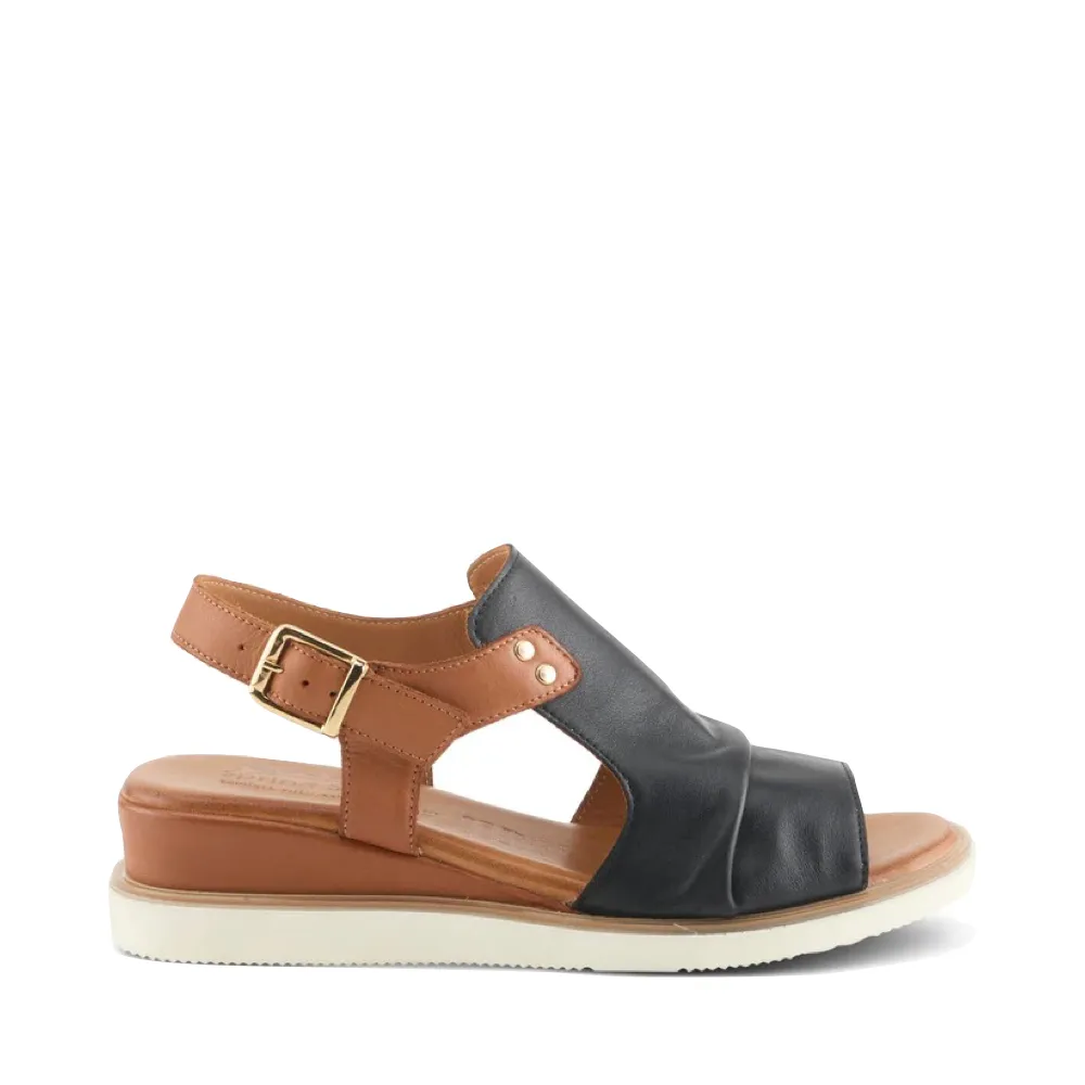 Spring Step Women's Locals Wedge Sandal in Black Multi