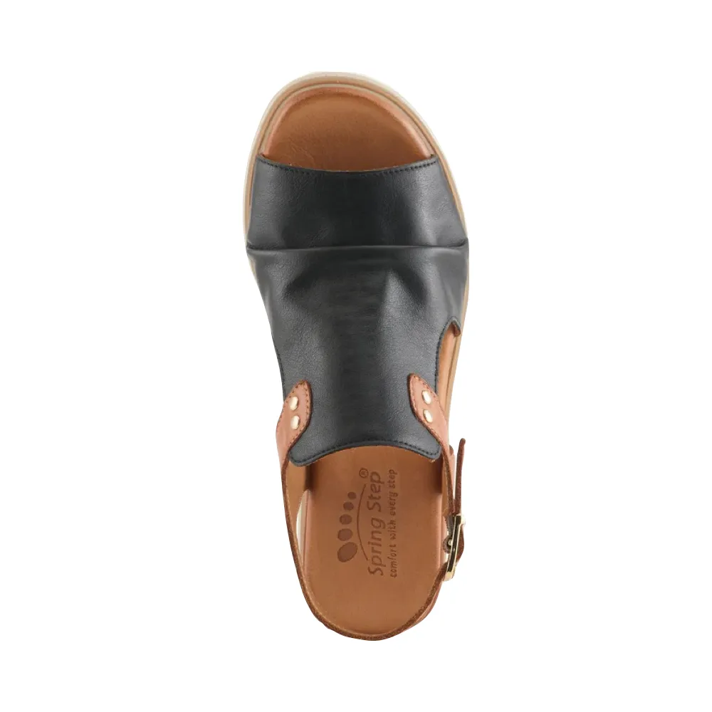 Spring Step Women's Locals Wedge Sandal in Black Multi