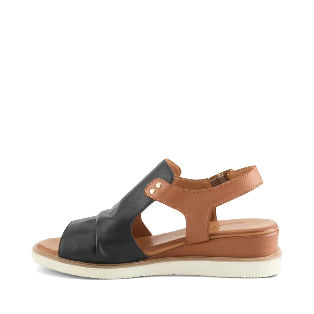 Spring Step Women's Locals Wedge Sandal in Black Multi