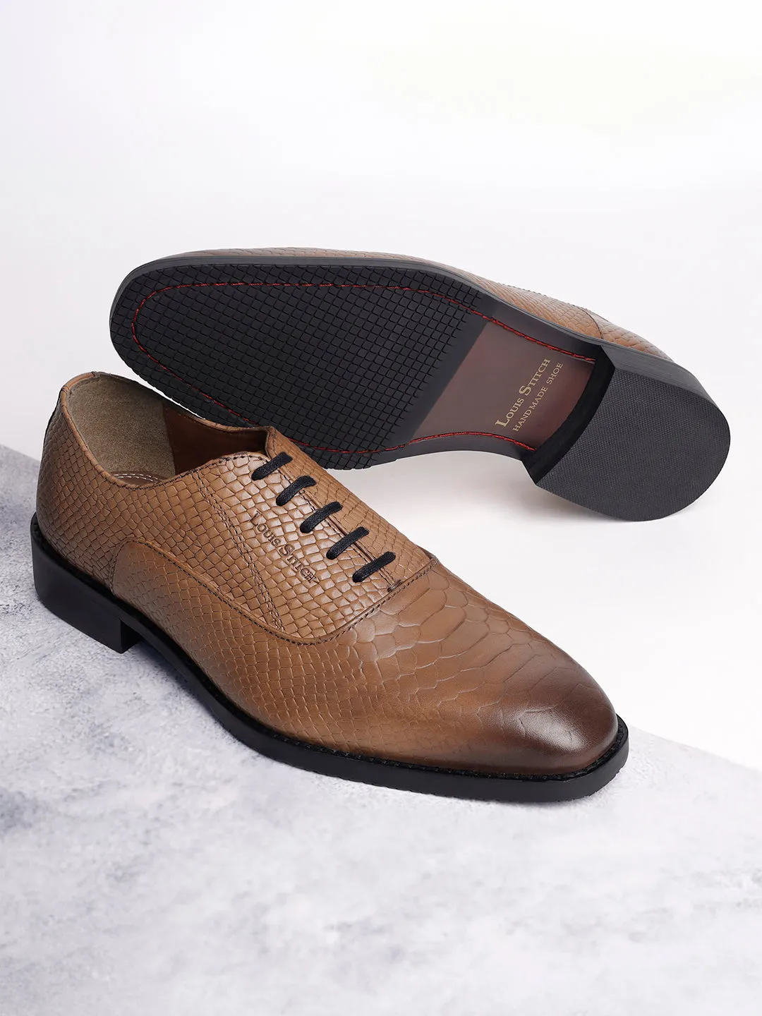 Tan Egyptian Crust Leather Derby Style Comfortable Laceup Shoes