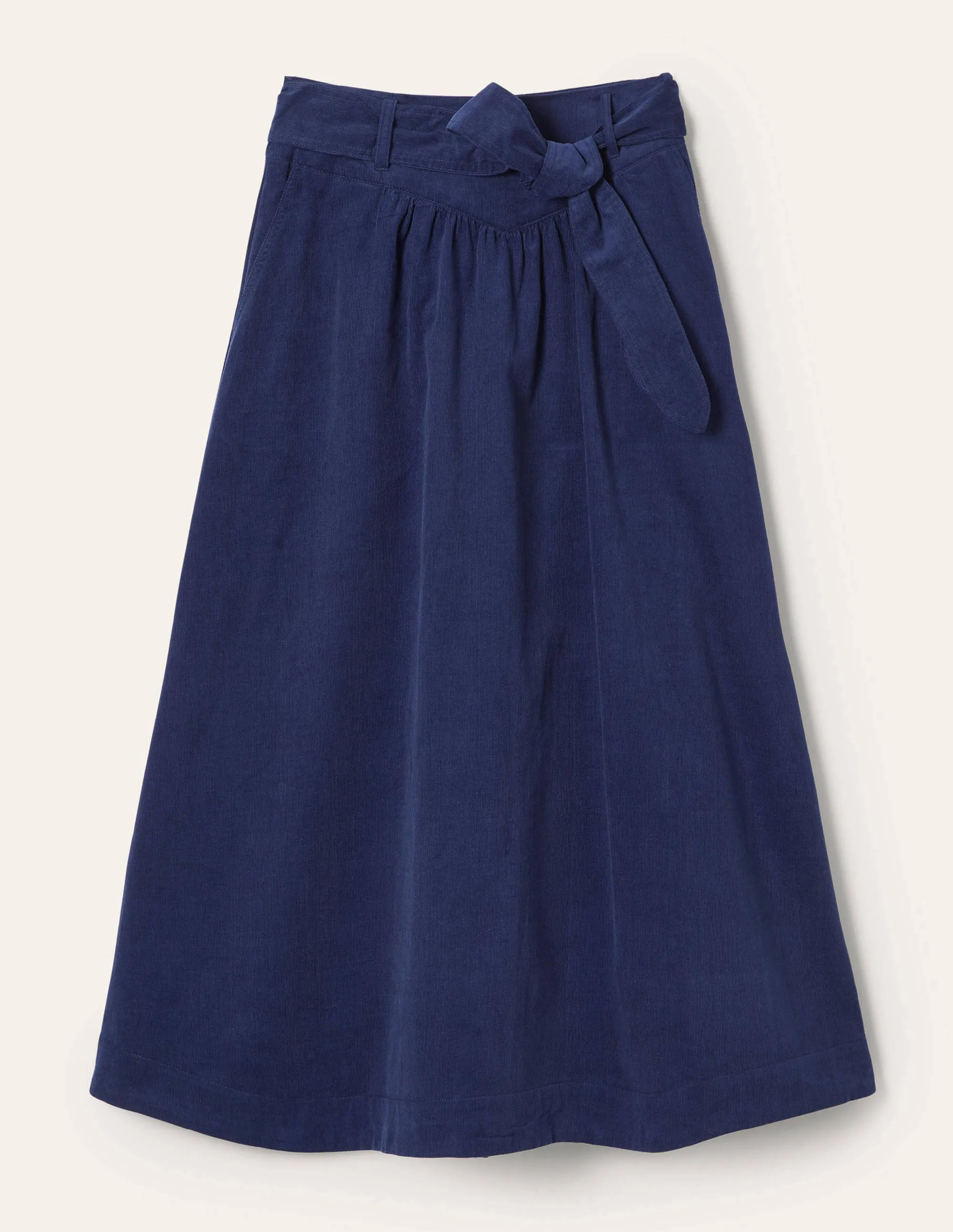 Tie Waist Cord Midaxi Skirt-Night Blue