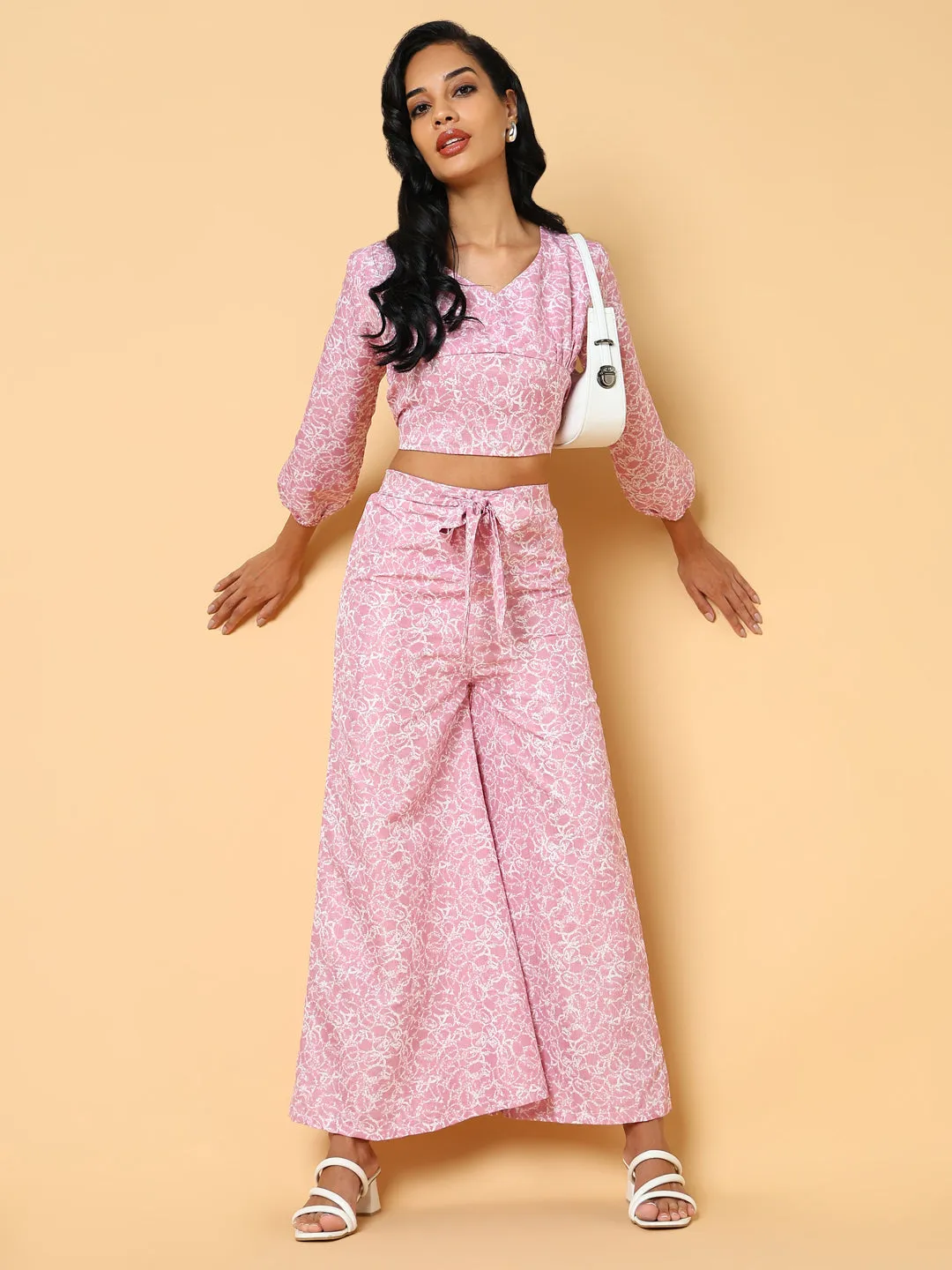Women Printed Pink Co-Ords Set