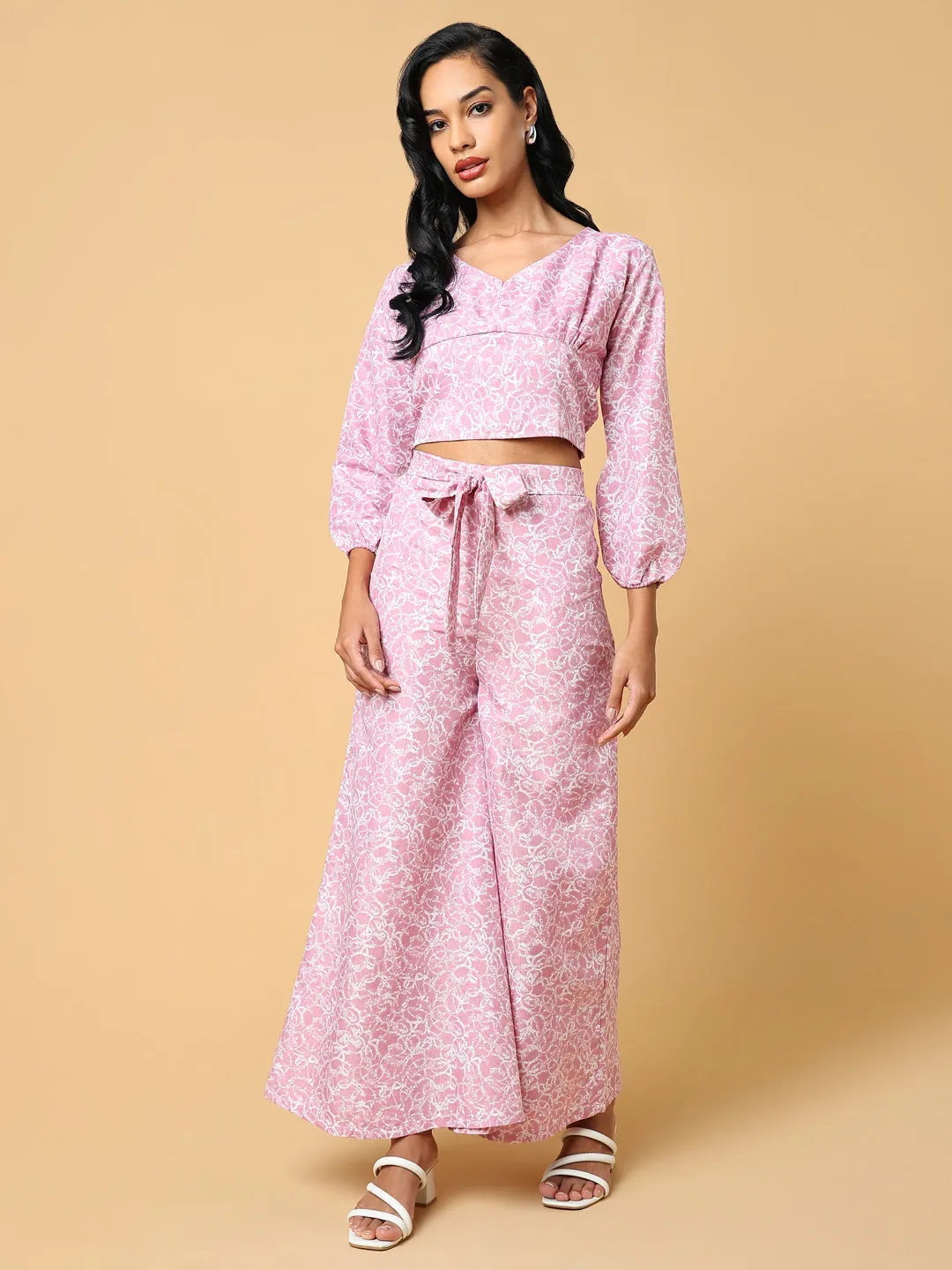 Women Printed Pink Co-Ords Set