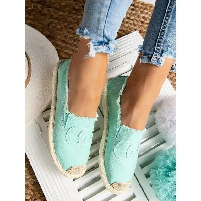 Women's Mint Green CC Espadrilles Slip-On Flats | NB273-M